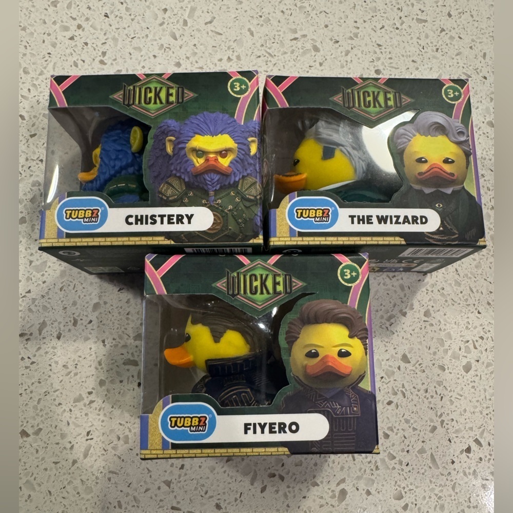 Wicked Tubbz Mini Official Fiyero, Chistery, & The Wizard Rubberduck NWB